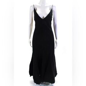 Khaite Women’s Blair Black Maxi Tie Back Straps Dress w. Pockets Size 6 12174317